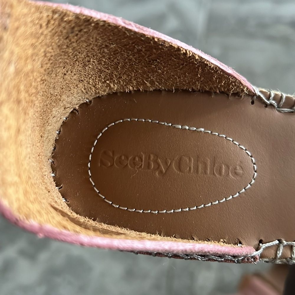 See by Chloé Glyn Calf Leather Espadrille Platform Wedge Sandals, New, Size 42 - Picture 11 of 13